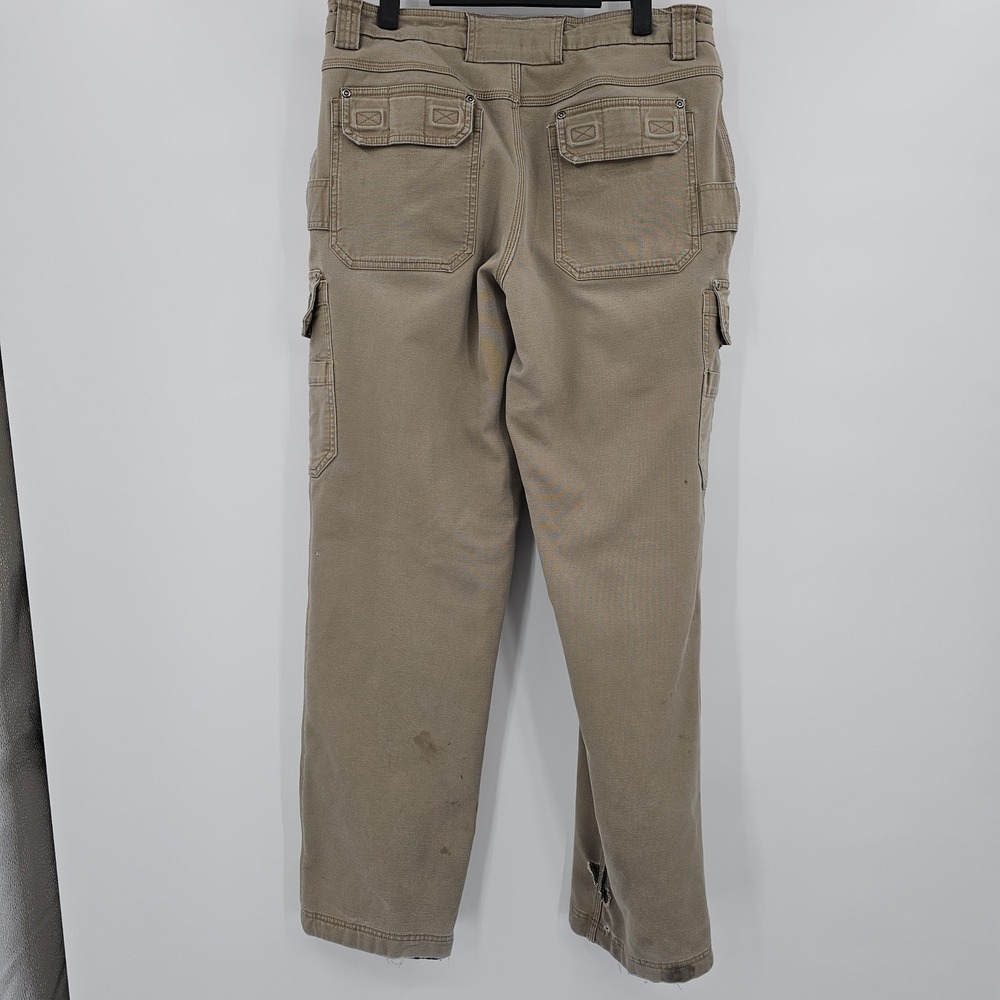 Duluth Trading Flex Fire Hose Cargo Pants Khaki 34x34 Thrashed Fleece Lined - Picture 2 of 16